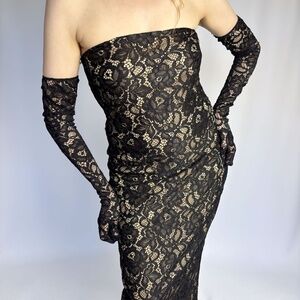 Alexia Admor Zelle Lace Strapless Midi Sheath Dress – Size 10